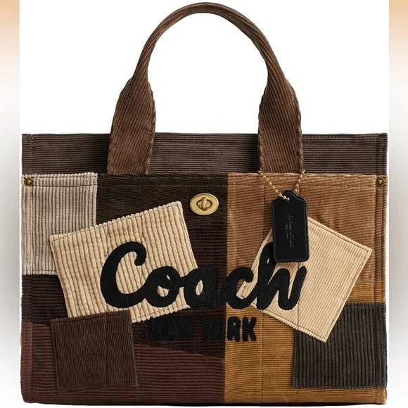 NWT-Coach-Repurposed Corduroy-Cargo Tote Bag-Maple Color-Patchwork Designs - Picture 13 of 16